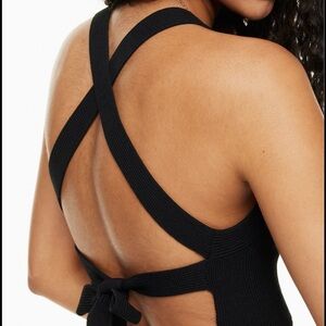 Black Knit Women's Tie back top
